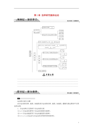 高中物理 第1章 怎样研究抛体运动章末分层突破教师用书 沪科版必修2-沪科版高一必修2物理学案