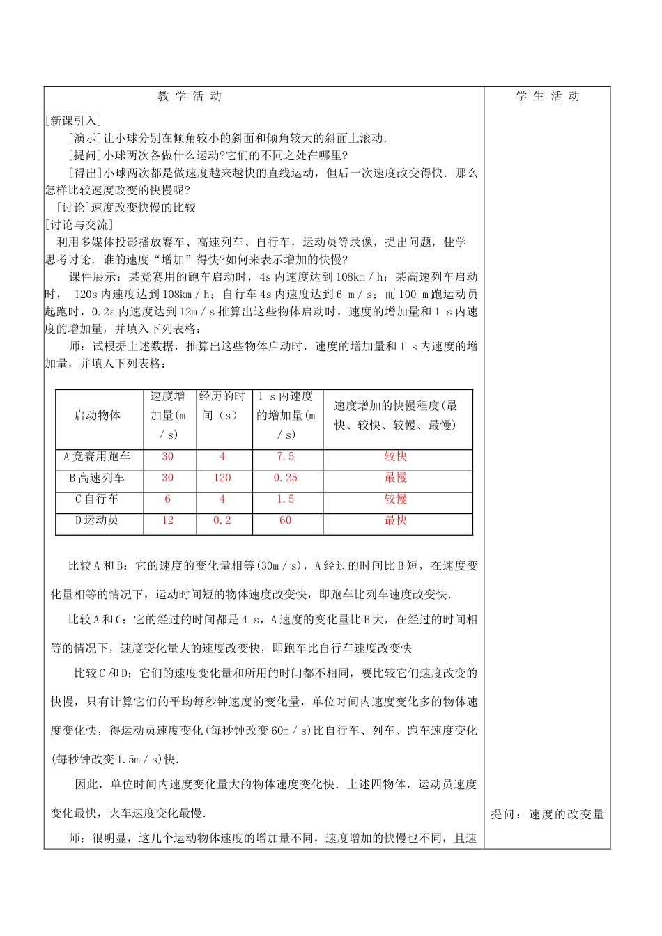 高中物理 第1章 1.5 加速度教案 新人教版必修1-新人教版高中必修1物理教案_第3页
