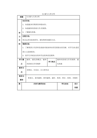 高中物理 51高中物理 磁与人类文明高中物理 （教案）高中物理 