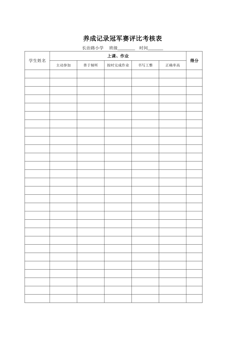 养成记录冠军赛评比考核表_第3页