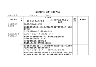养老院服务质量检查表