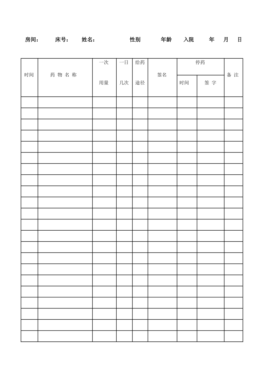 养老院老人自带药登记单_第2页
