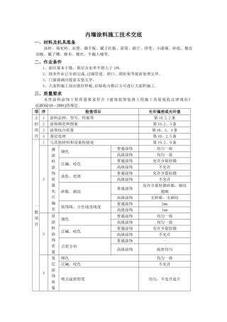 内墙涂料施工技术交底