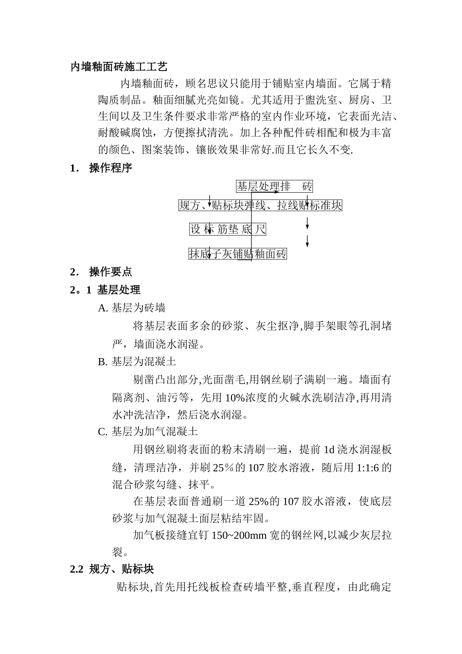 内墙釉面砖施工工艺_第1页