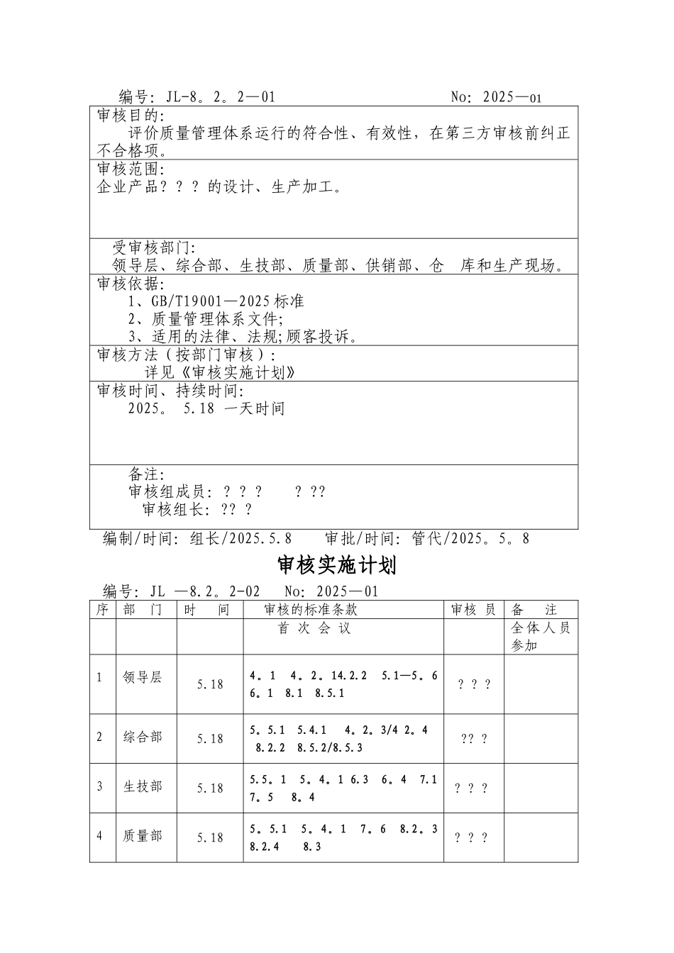 内审检查表样本_第2页