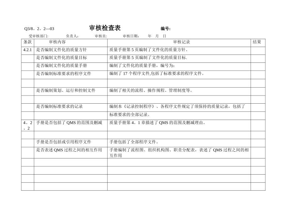 内审检查表表填写范例_第1页