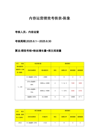 内容运营绩效考核表