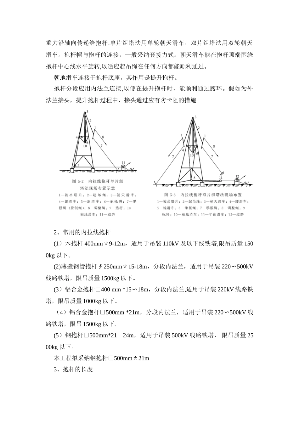内拉线抱杆分解组塔施工方案_第2页