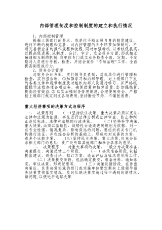 内控制度的执行情况