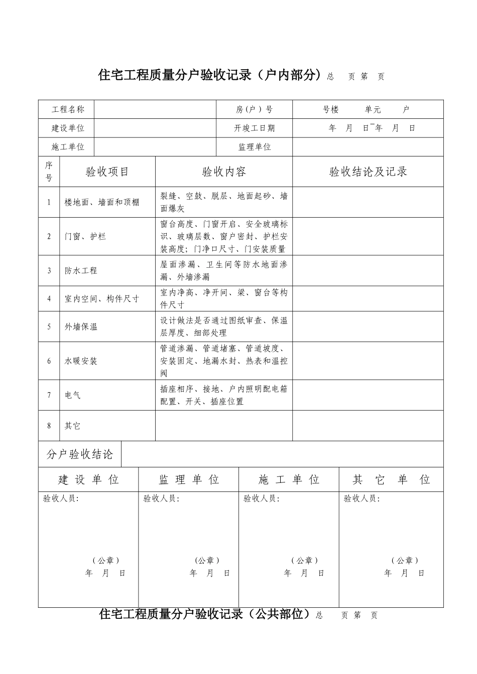 内蒙古自治区住宅工程质量分户验收检查表_第2页