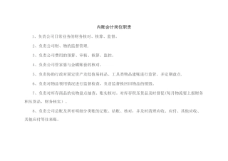 内账会计岗位职责