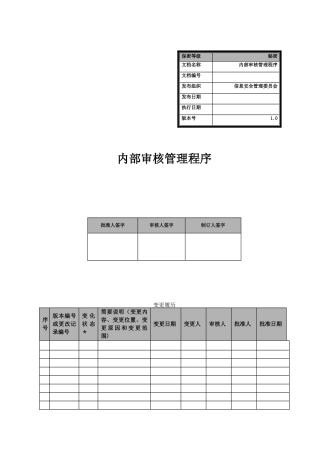 内部审核管理程序-v1.0