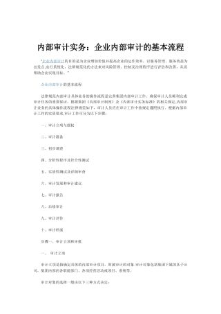 内部审计实务：企业内部审计的基本流程