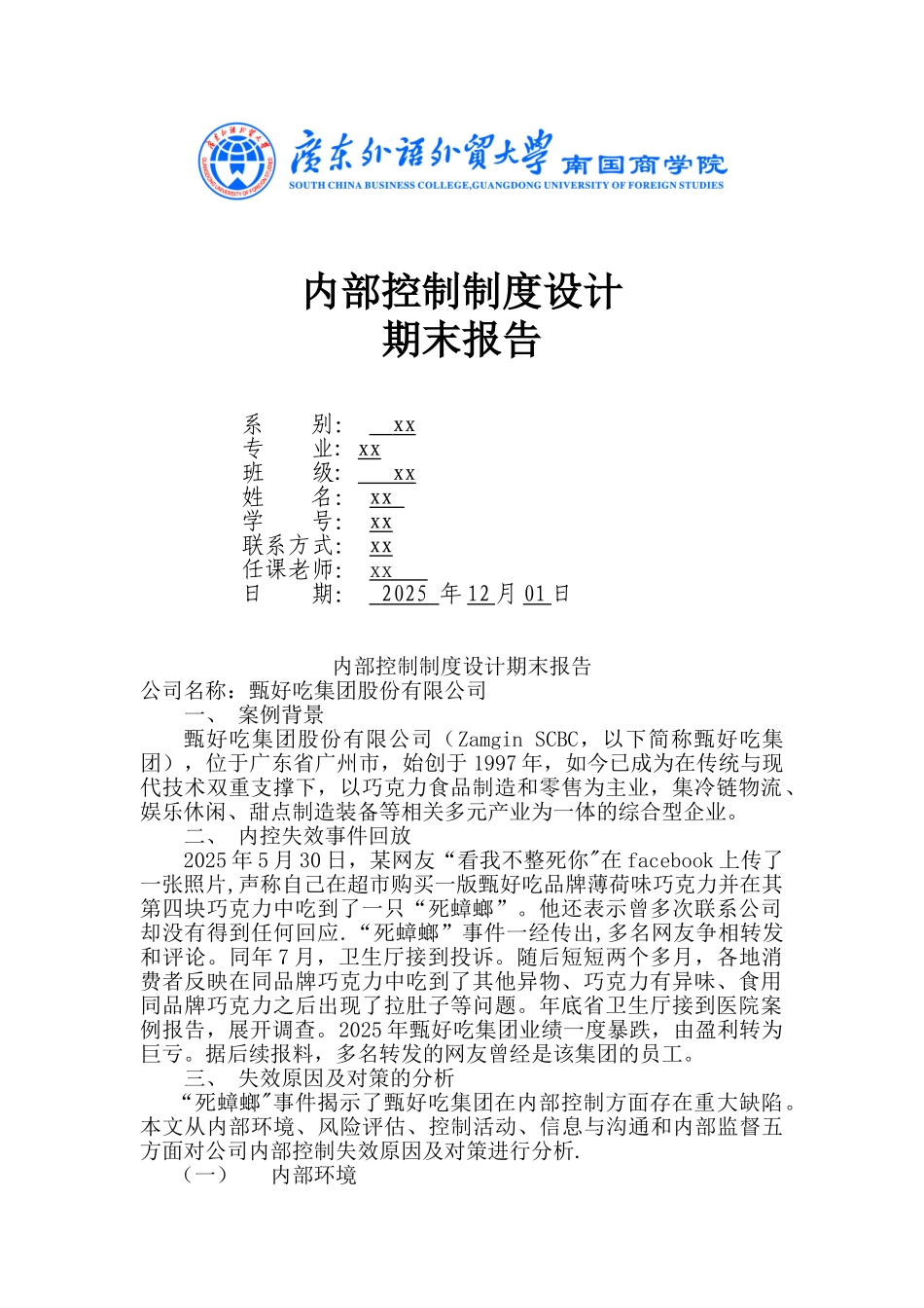 内部控制制度设计报告_第1页