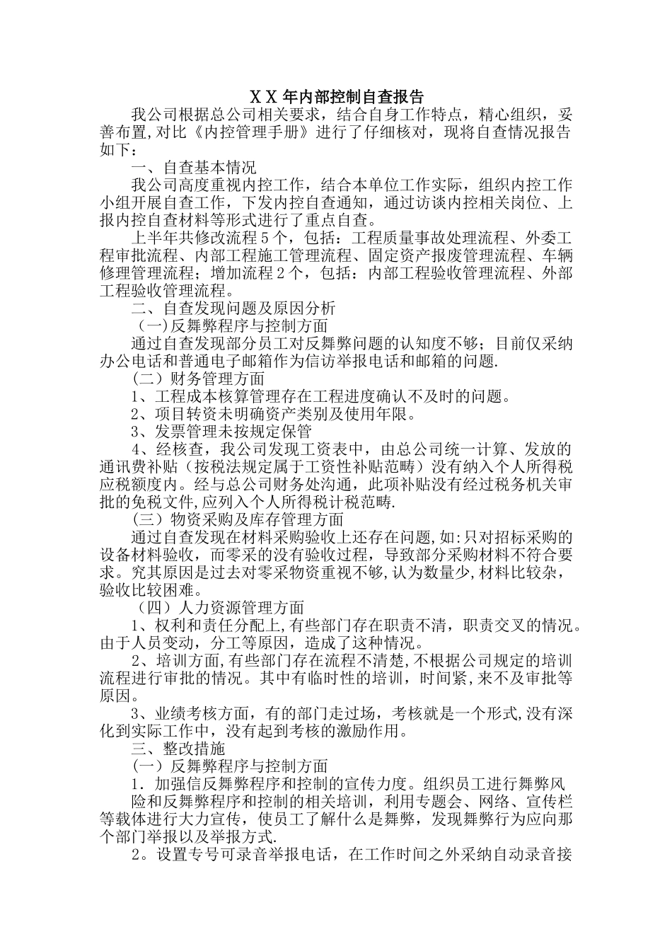 内部控制自查报告_第1页