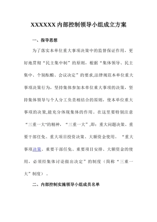 内部控制领导小组成立方案