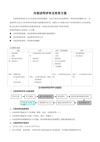 内部讲师选拔及培养方案