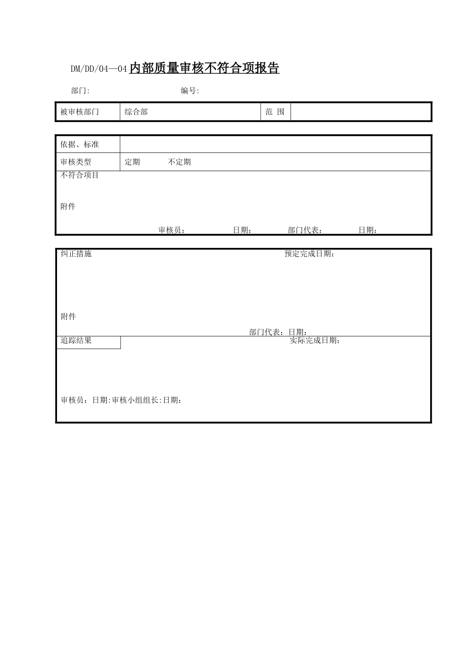 内部质量审核不符合项报告_第1页