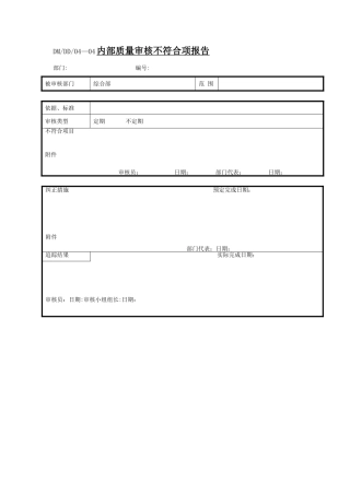 内部质量审核不符合项报告