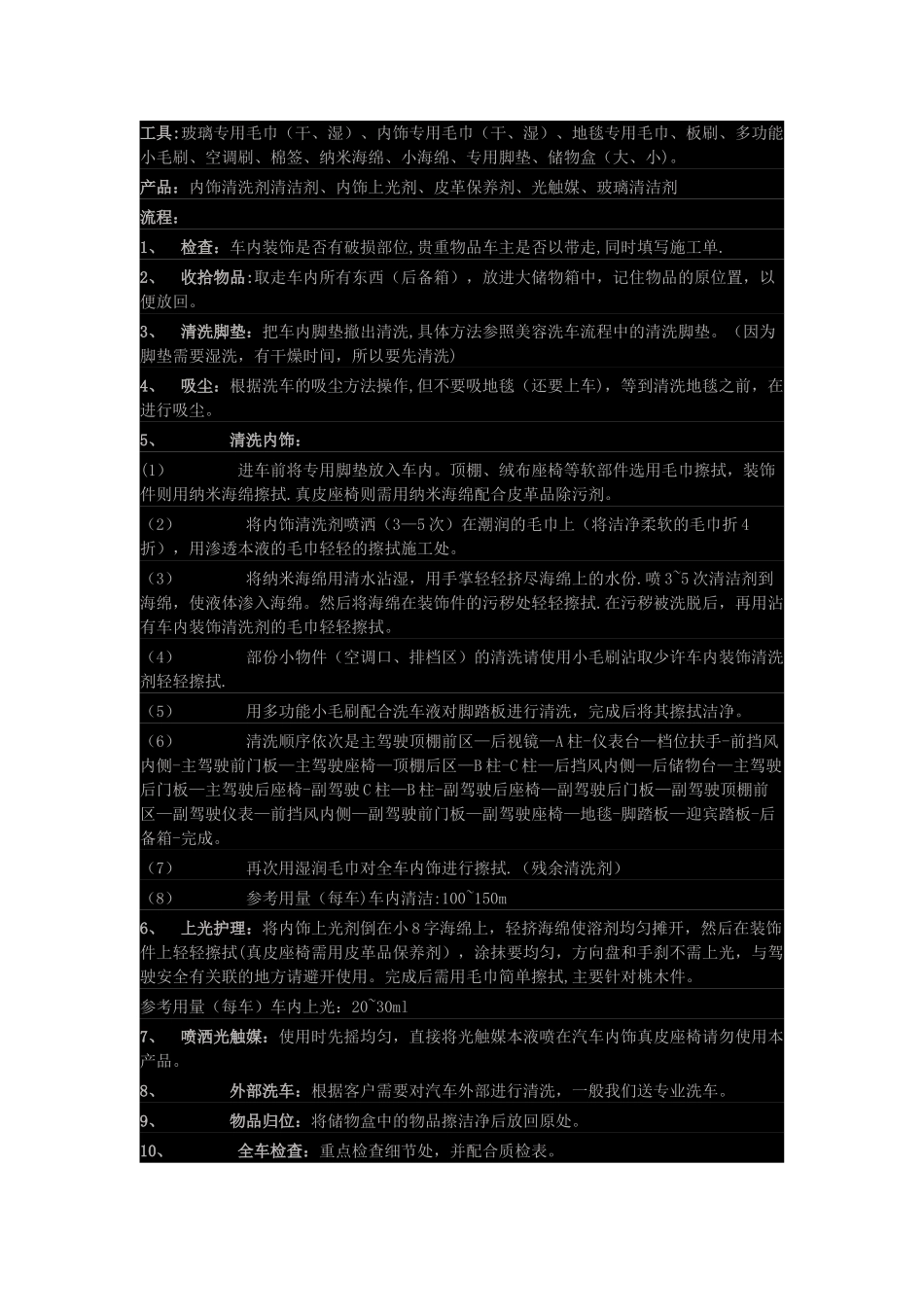 内饰清洗流程及标准_第1页