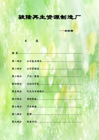 再生资源创业计划书1