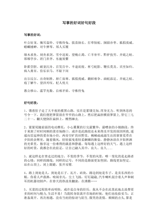 写事的好词好句好段