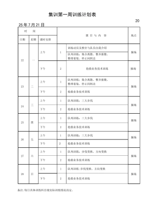 军事训练计划表