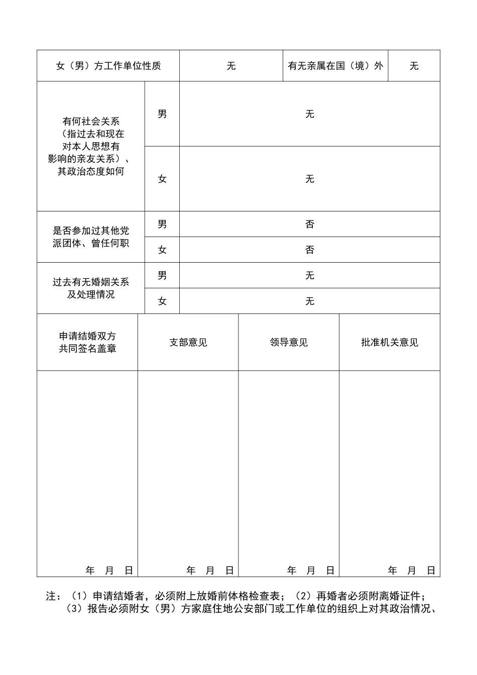 军人申请结婚报告表_第2页
