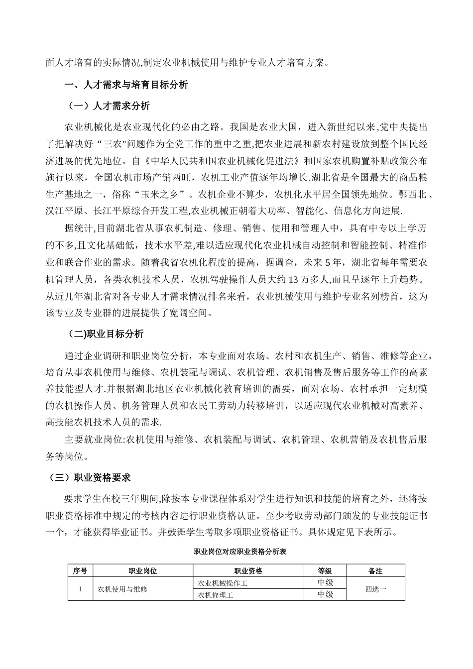 农业机械使用与维护专业人才培养方案_第2页