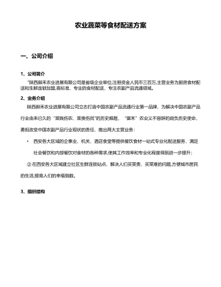 农业蔬菜配送方案