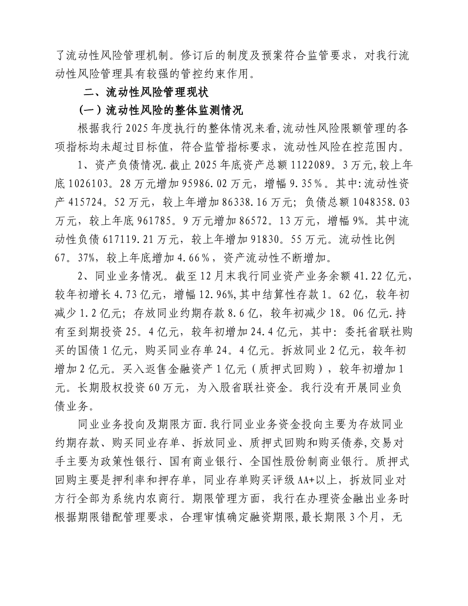 农商行2025年度流动性风险管理报告_第2页