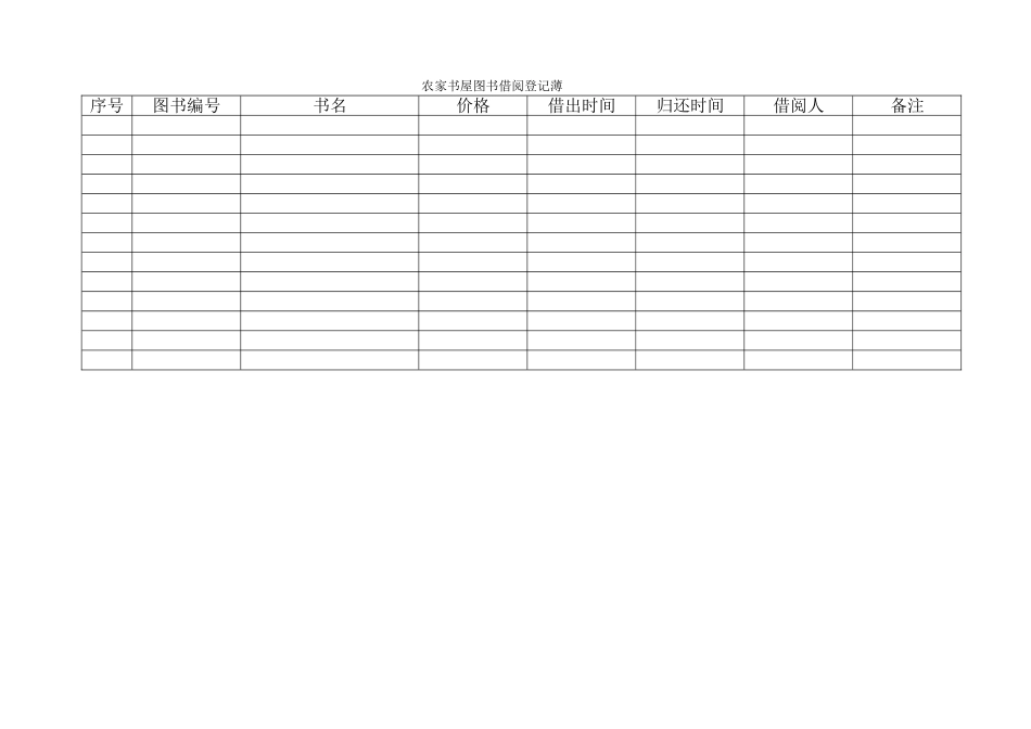 农家书屋借阅登记簿_第2页