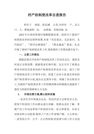 农村产权制度改革自查报告