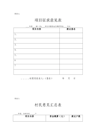 农村公共运行维护项目表