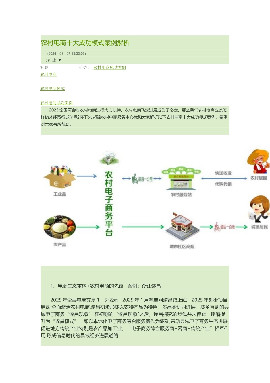 农村电商十大成功模式案例解析_第1页