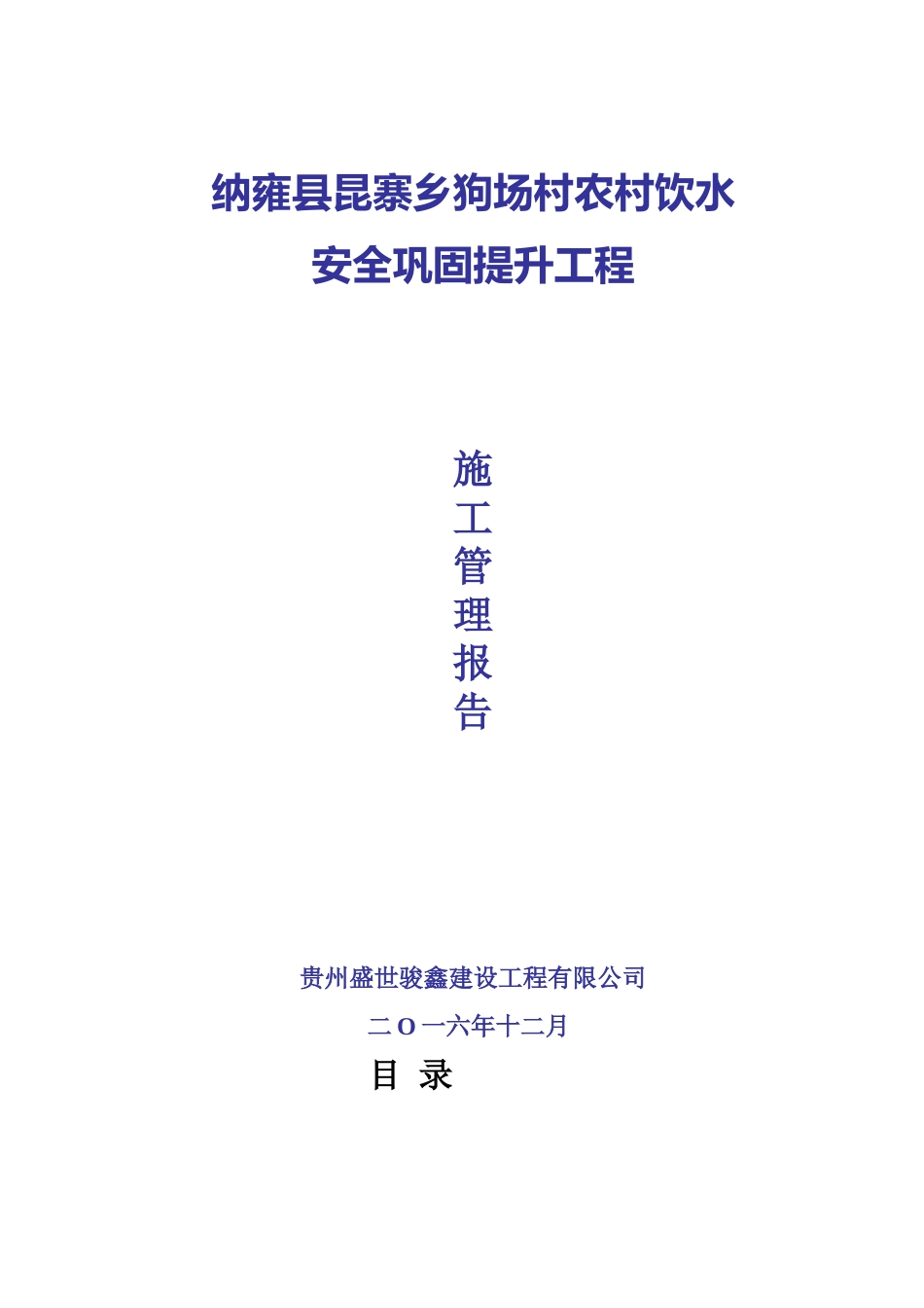 农村饮水安全工程施工管理报告_第1页