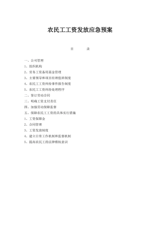 农民工工资发放应急方案