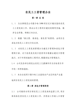 农民工工资发放管理办法