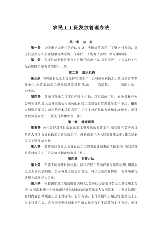 农民工工资发放管理办法