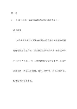 农贸市场改造项目申请报告