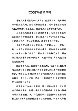 农贸市场营销策略