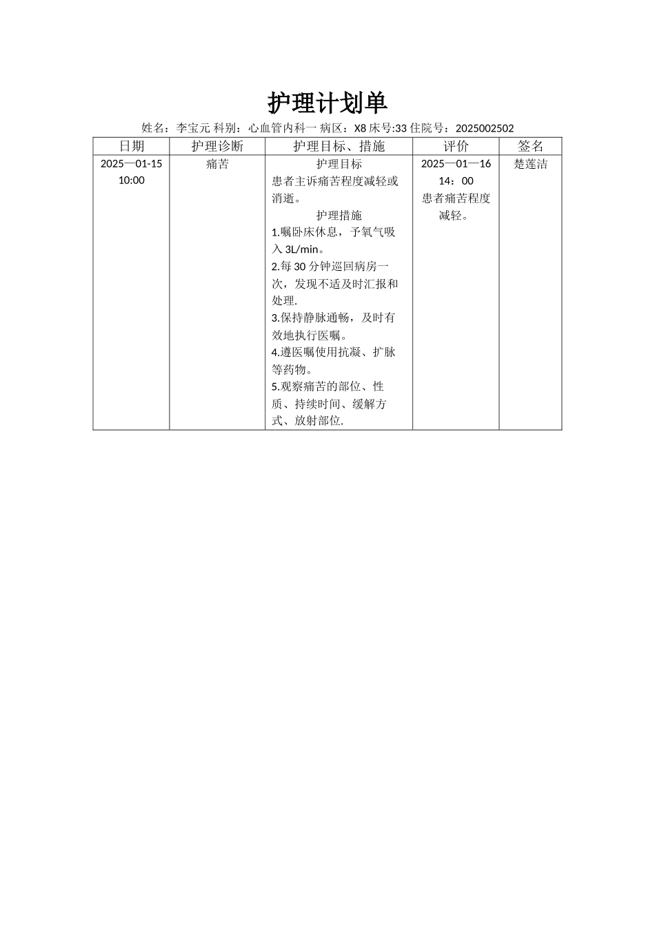 冠心病护理计划_第1页