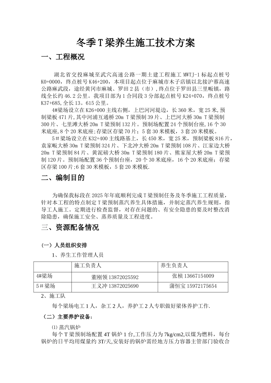 冬季T梁蒸汽养生施工技术方案_第1页