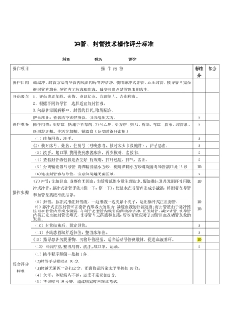 冲、封管技术操作考核标准