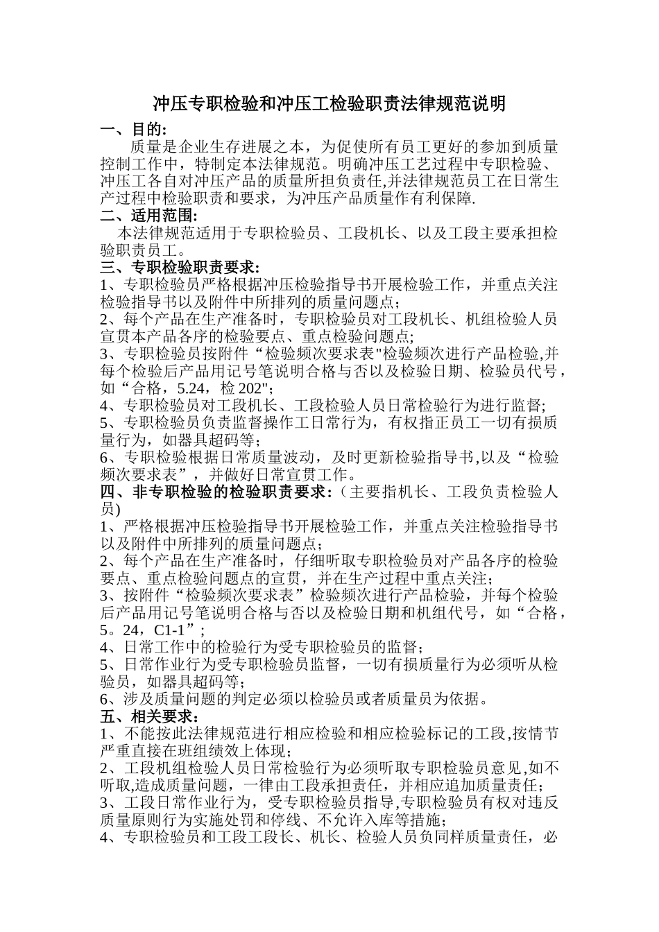 冲压检验员、操作工检验职责要求_第1页