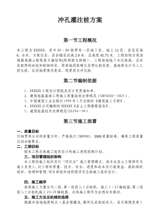 冲孔灌注桩方案