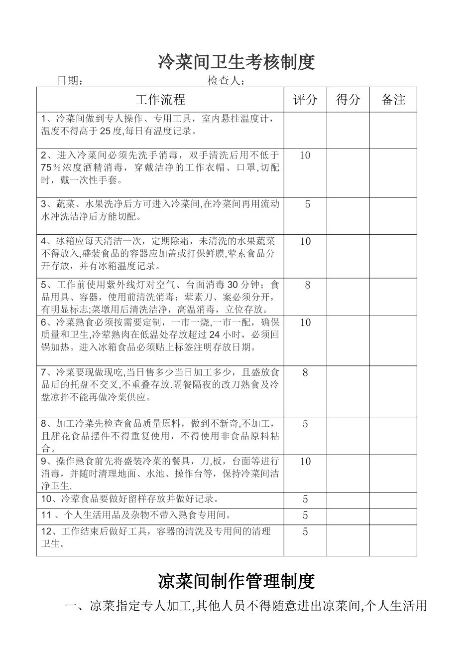 冷菜间卫生管理制度_第1页