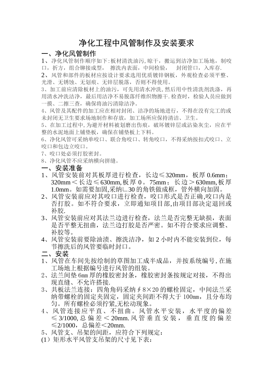 净化工程中风管制作与安装要求_第1页