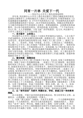 凤仪镇中心小学关心下一代工作先进集体申报材料