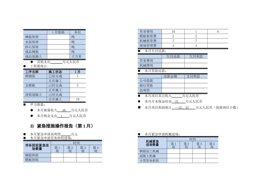 凯旋门项目执行表-项目管理沙盘模拟实训_第3页